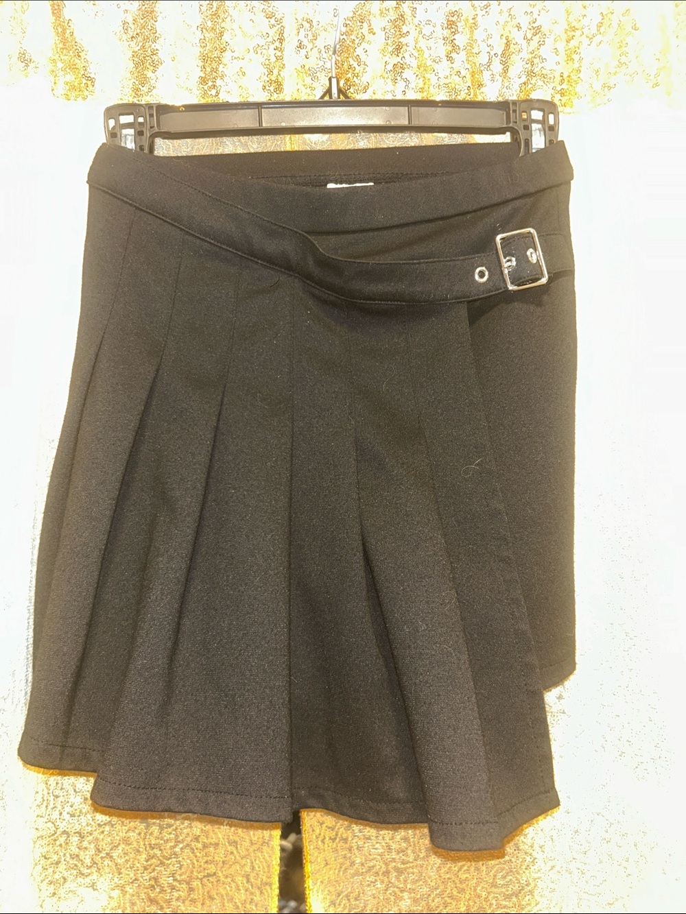 Zara Black Pleated Circle Skirt with Buckle Waist